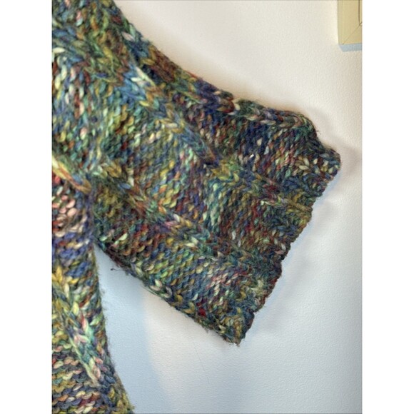 Leo & Nicole Chunky Cardigan Multi-Color Wool Blend 3/4 Bell Sleeve Size Lg - Picture 4 of 7